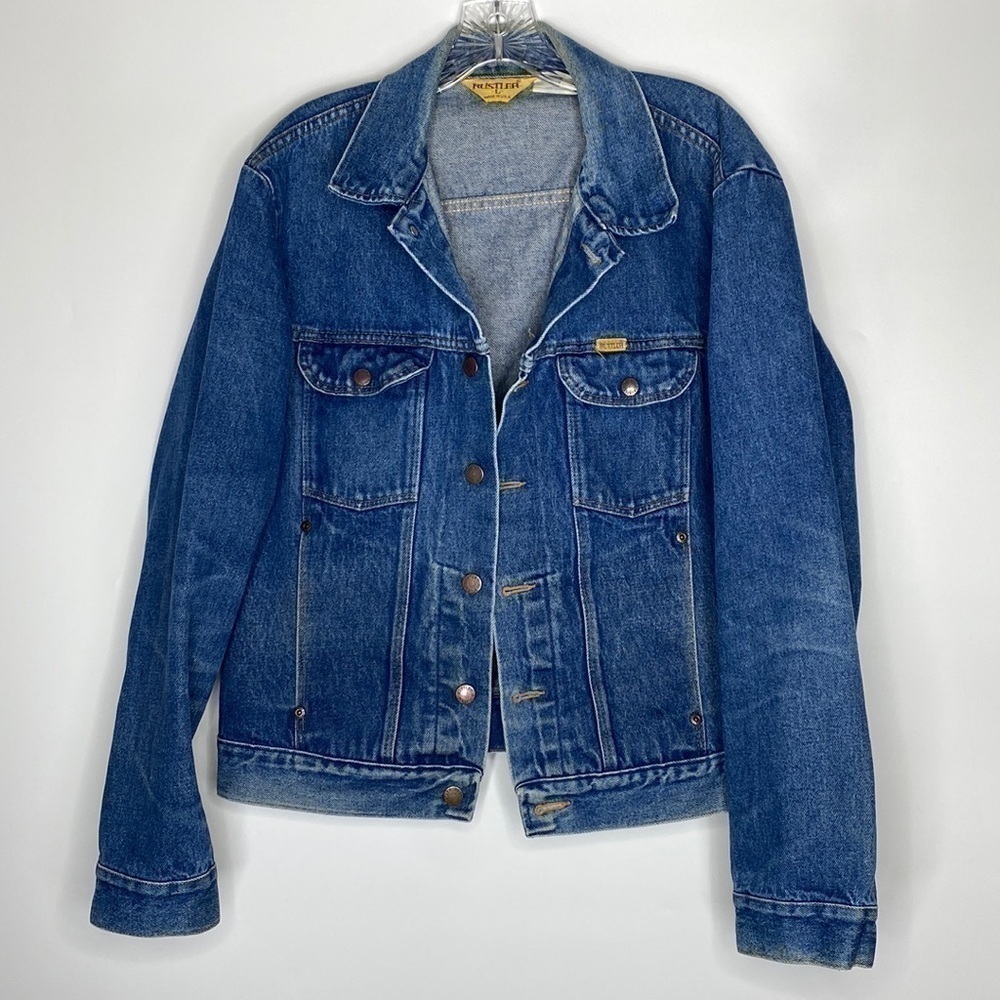 Vintage Rustler Denim Trucker Button Jean Jacket Size Large
